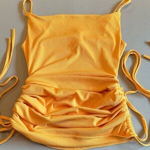 Vibrant Yellow Ruched Tank Top